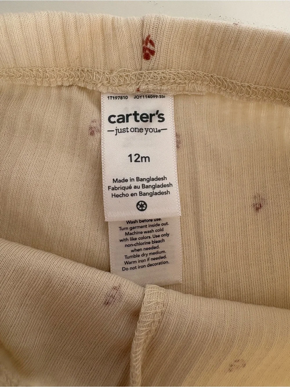 Carter's Cream Ribbed Pajama Set with Pink Dot Floral 12m